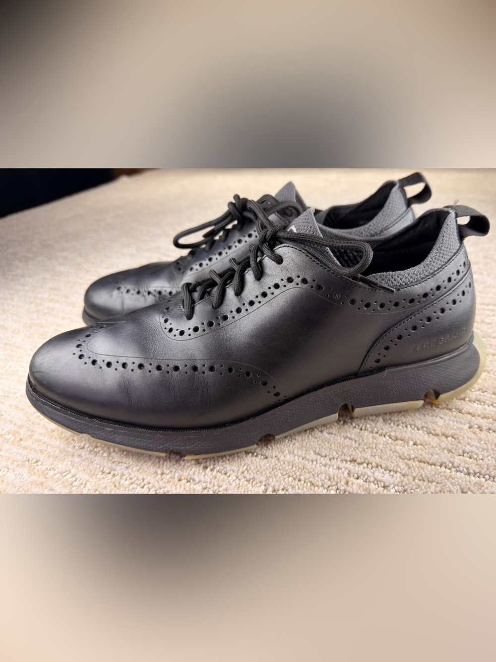 Cole Haan ZERØGRAND Men’s Black Leather Wingtip Oxford Casual Sport Dress Shoe